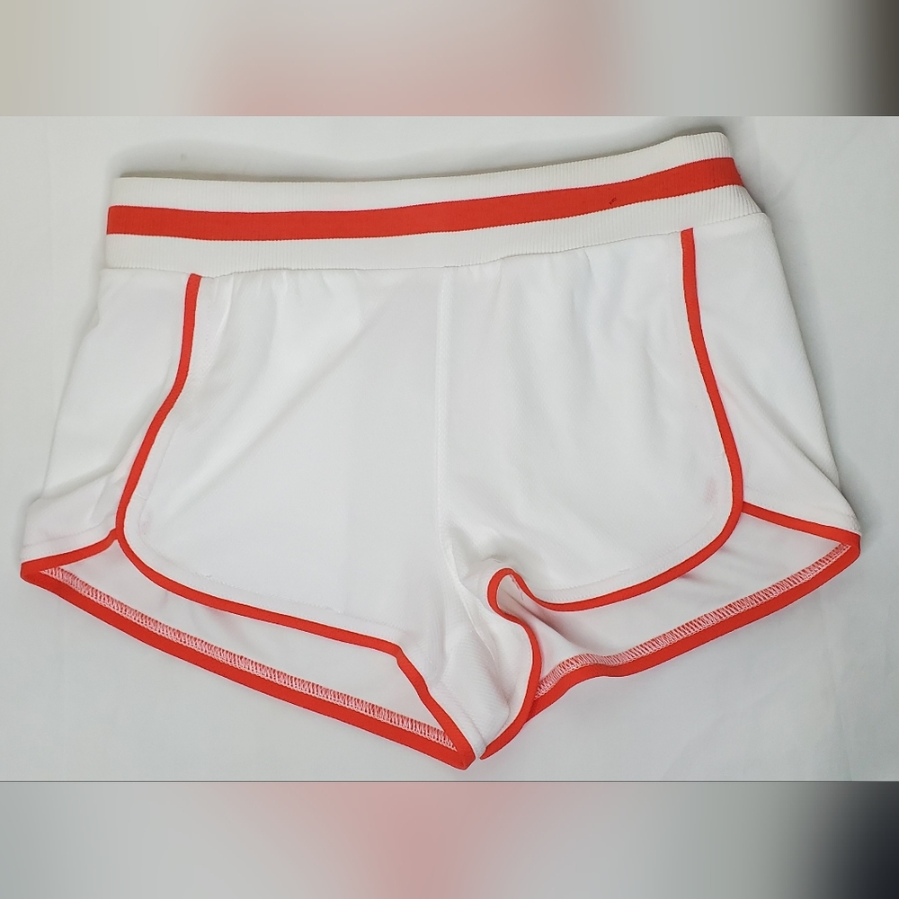 Free People - Size S/P- FP Movement - In White And Orange Trim Workout Short - Picture 2 of 9